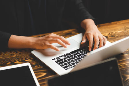 Person using a laptop.